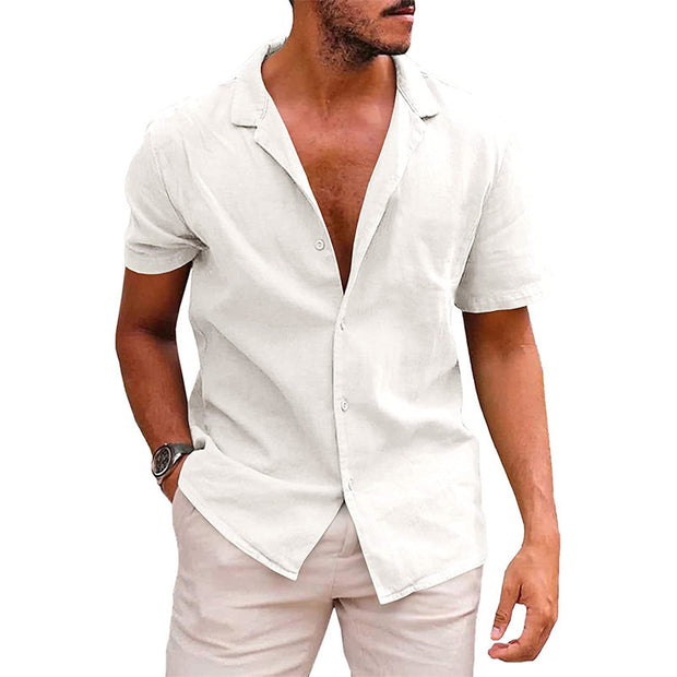 Men's Casual Short Sleeve Button Down Beach Shirt