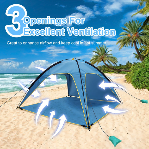 4-6 Person Waterproof Beach Tent Canopy  With 3 Door Openings