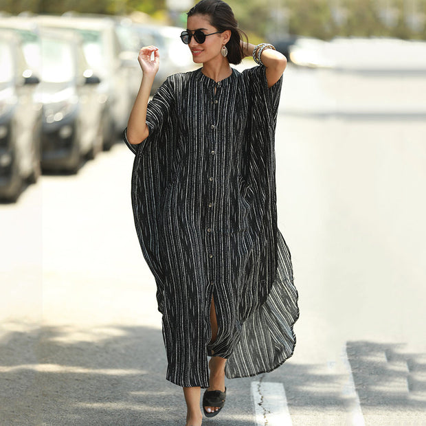 Striped Robe Sun Protection Beach Clothing