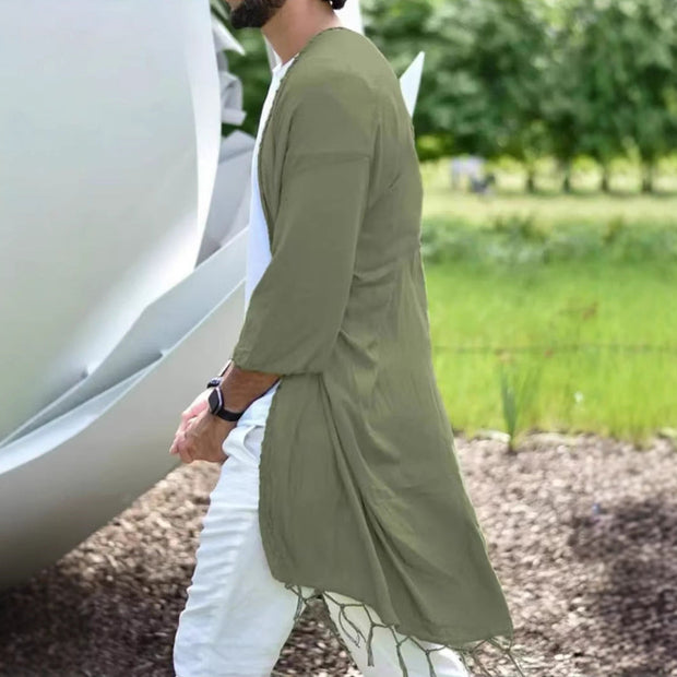 Men's Casual Cardigan Beach Tassel Sun Protection Clothing