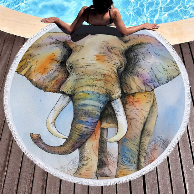 Elephant Printed Beach Towels