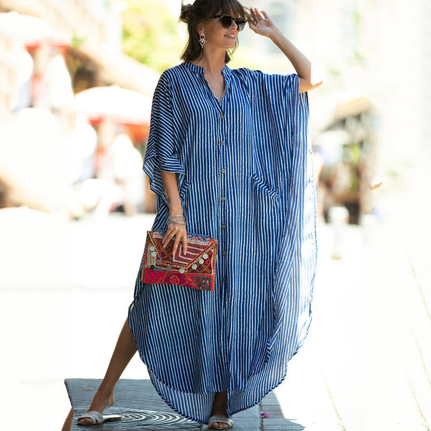 Striped Robe Sun Protection Beach Clothing