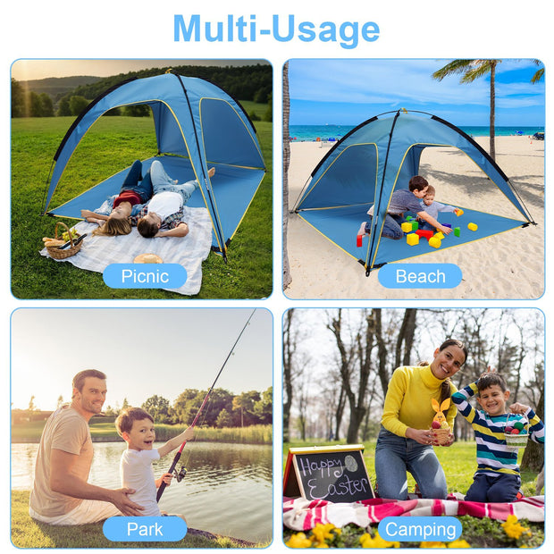 4-6 Person Waterproof Beach Tent Canopy  With 3 Door Openings