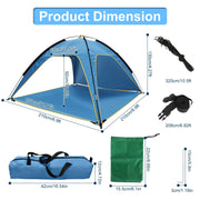 4-6 Person Waterproof Beach Tent Canopy  With 3 Door Openings