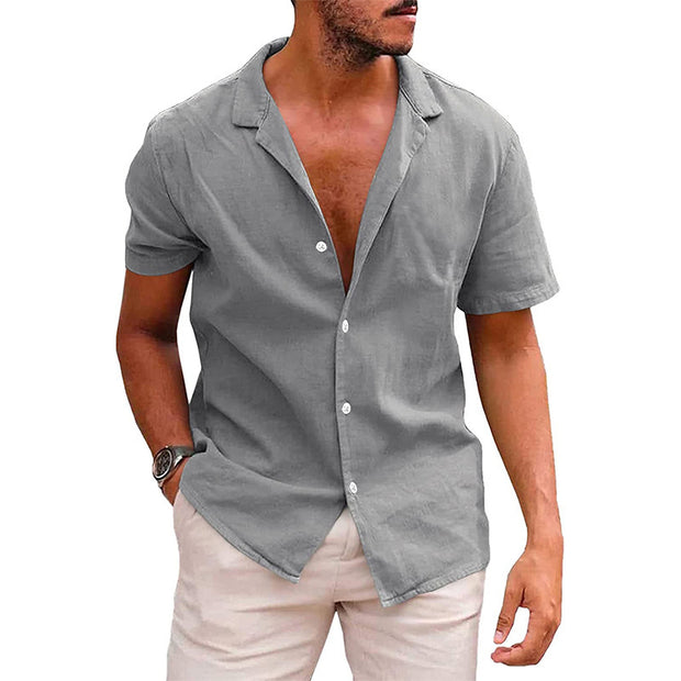 Men's Casual Short Sleeve Button Down Beach Shirt